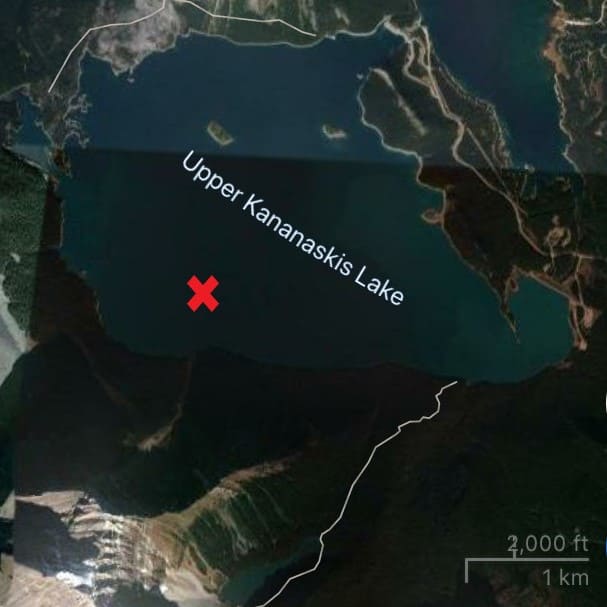 deepest spot in Upper Kananaskis Lake